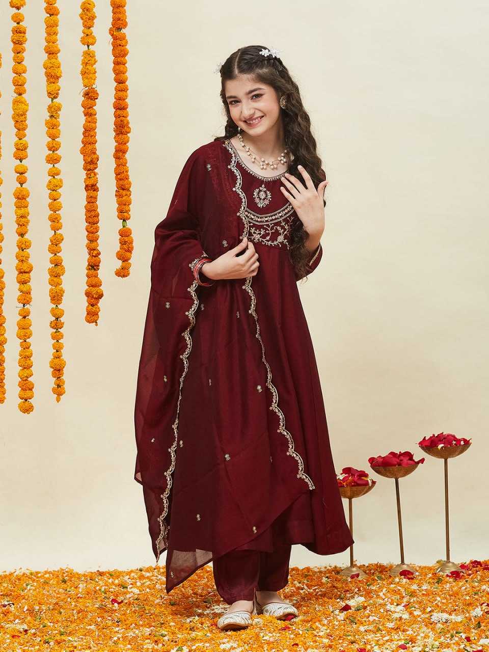 Ynf Silk KESH642 018 Kids Wear Wholesale Kids Co-ord Set Girls Kurti Kids Ethnic Wear Manufacturer- Kapda Export