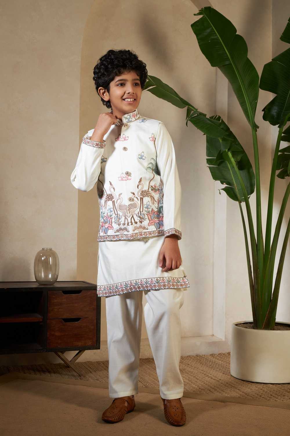 Ynf Silk RIN202 91051 LITTLE VIRAASAT Kids Wear Wholesale Boys Kurta Pyjama Kids Kurta Pajama Baby Boy Kurta Set Manufacturer- Kapda Export