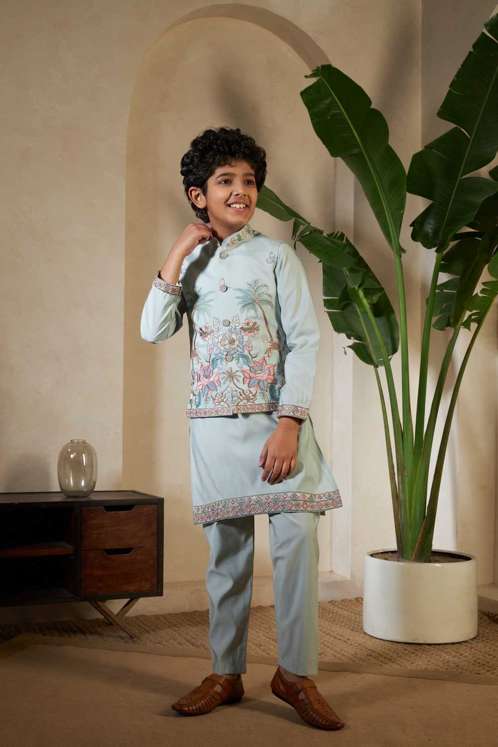 Ynf Silk RIN202 91051 LITTLE VIRAASAT Kids Wear Wholesale Boys Kurta Pyjama Kids Kurta Pajama Baby Boy Kurta Set Manufacturer- Kapda Export