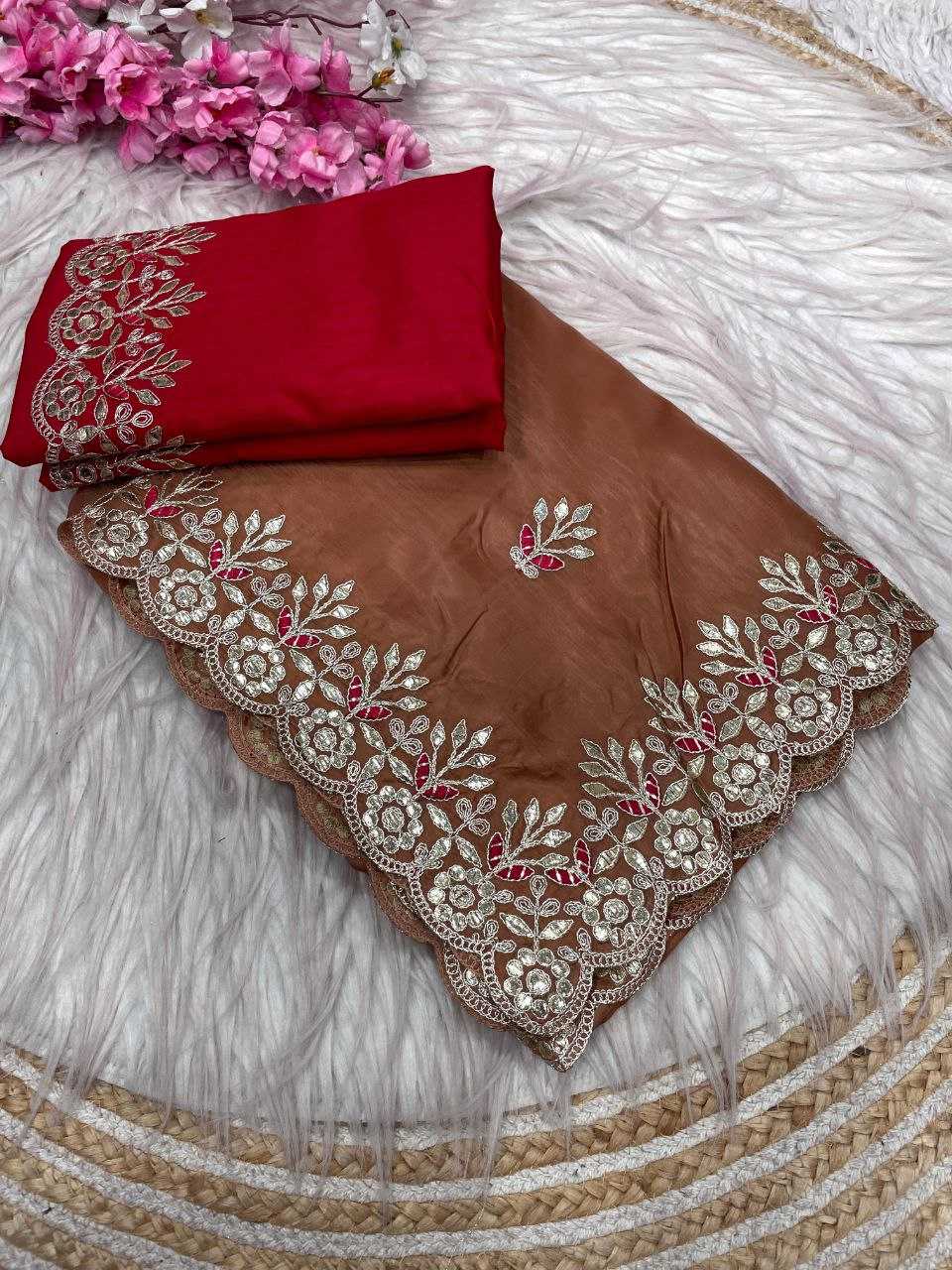 Ynf Silk RIN230 637 Sarees Wholesale Designer Sarees Embroidered Sarees Gota Work Saree Manufacturer- Kapda Export