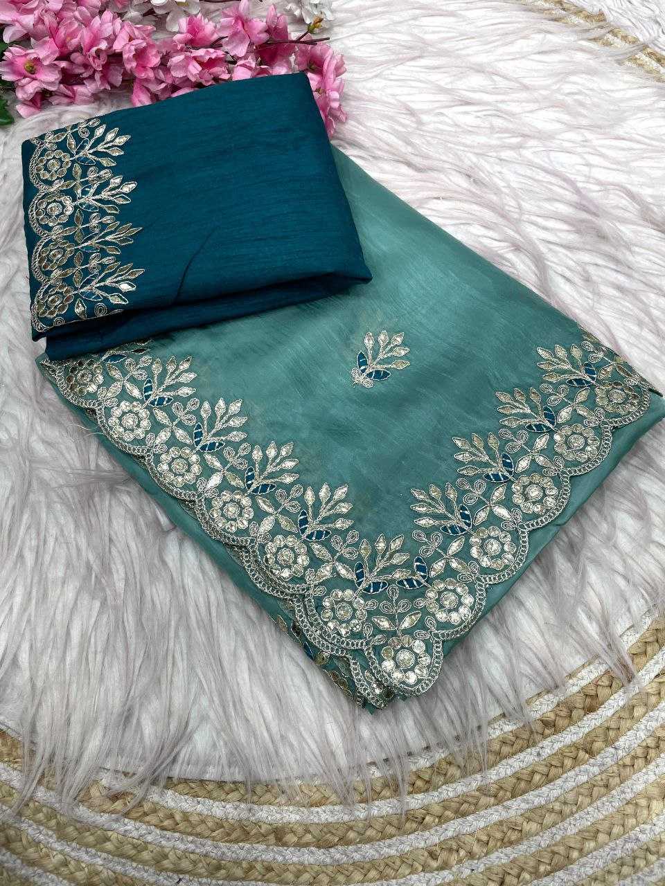 Ynf Silk RIN230 637 Sarees Wholesale Designer Sarees Embroidered Sarees Gota Work Saree Manufacturer- Kapda Export