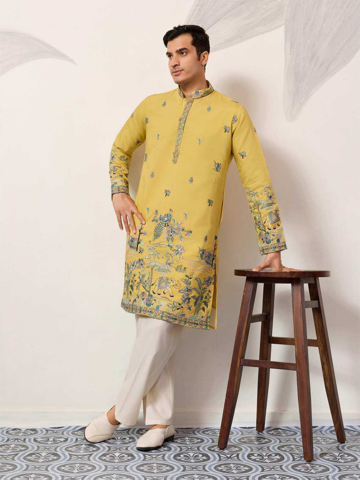 Ynf Silk Viscose RIN202 SHUBHVASTRA COUTURE 61601 Mens Wear Wholesale Mens Kurtas Mens Kurta Pyjama Men Wedding kurta Manufacturer- Kapda Export