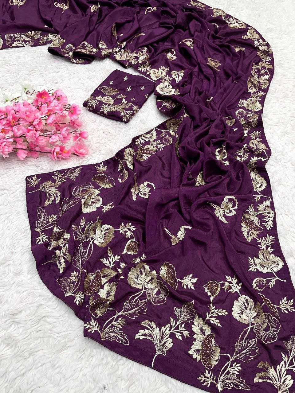 Ynf soft chinon RIN230 459 Sarees Festive Collections Wholesale Embroidered Sarees Swarovski Sarees Zari Sarees Manufacturer- Kapda Export