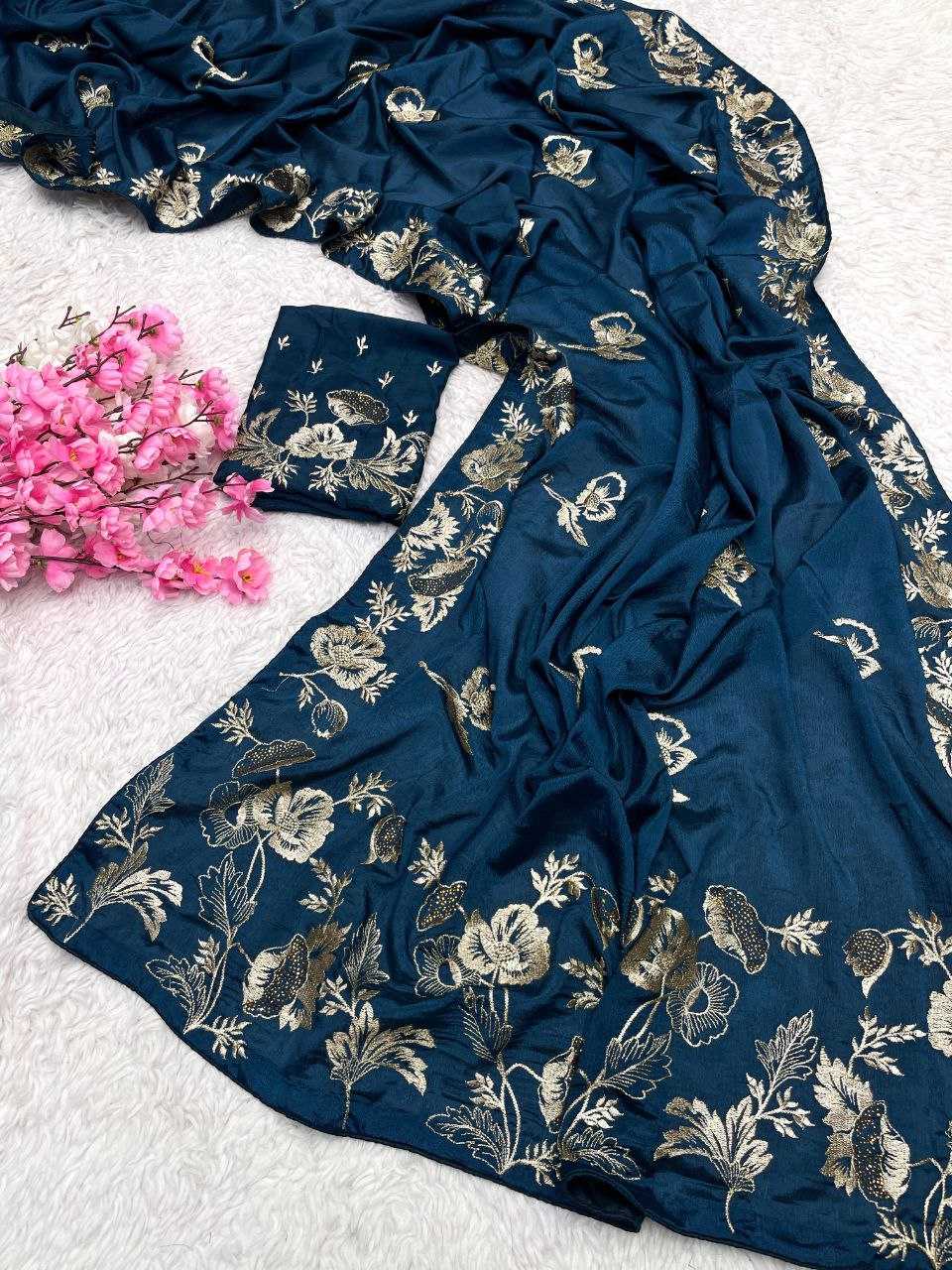 Ynf soft chinon RIN230 459 Sarees Festive Collections Wholesale Embroidered Sarees Swarovski Sarees Zari Sarees Manufacturer- Kapda Export