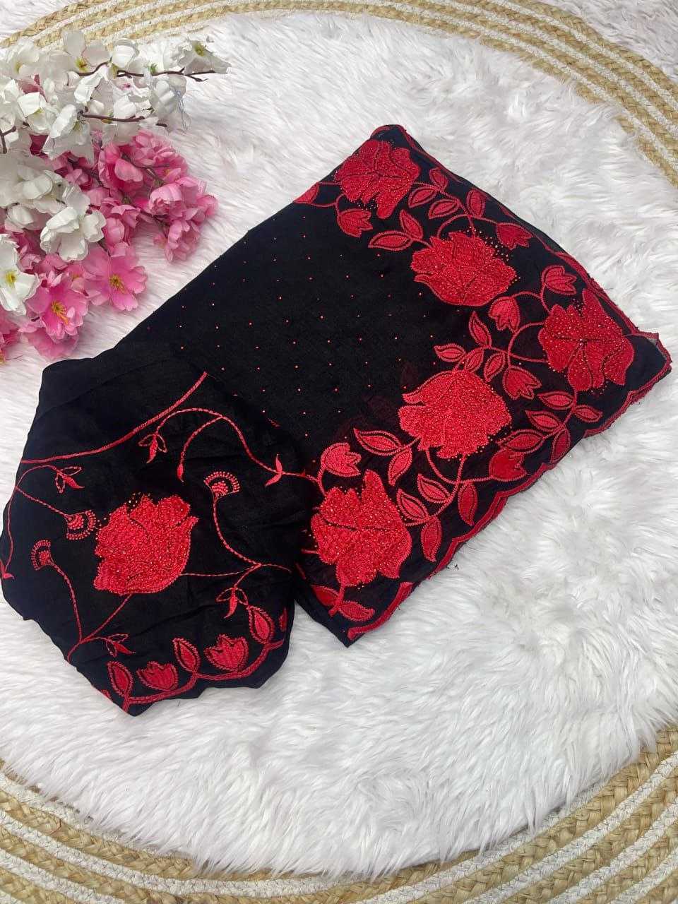 Ynf Soft Vichitra RIN230 521 Sarees Festive Collections Wholesale Embroidered Sarees Swarovski Sarees Sarees With Blouse Manufacturer- Kapda Export