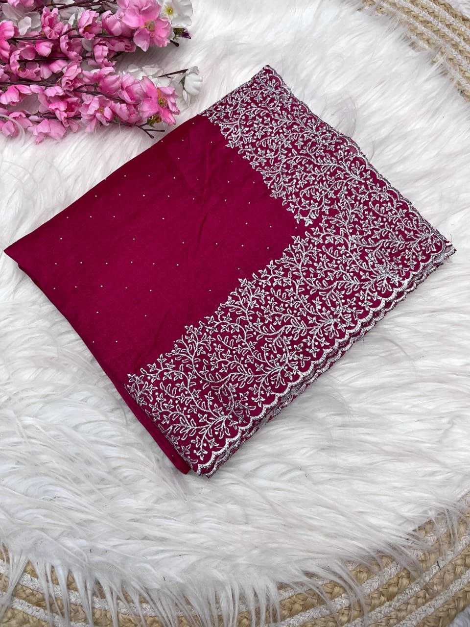 Ynf Soft Vichitra RIN230 583 Sarees Festive Collections Wholesale Embroidered Sarees Swarovski Sarees Zari Sarees Manufacturer- Kapda Export