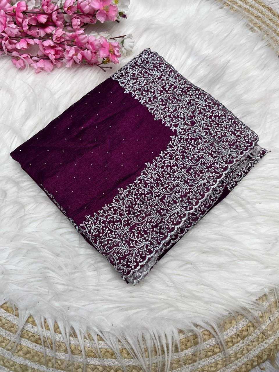 Ynf Soft Vichitra RIN230 583 Sarees Festive Collections Wholesale Embroidered Sarees Swarovski Sarees Zari Sarees Manufacturer- Kapda Export