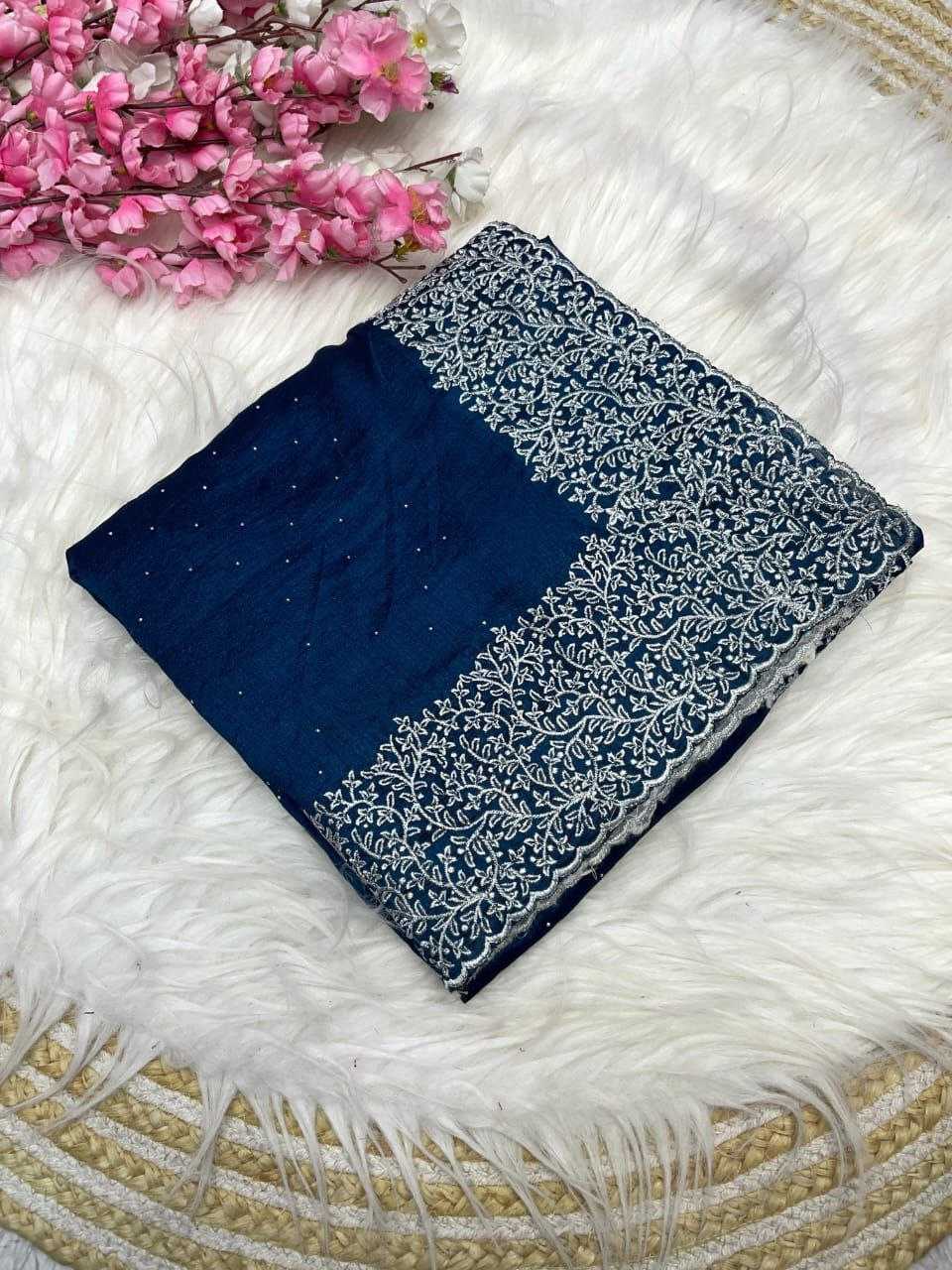 Ynf Soft Vichitra RIN230 583 Sarees Festive Collections Wholesale Embroidered Sarees Swarovski Sarees Zari Sarees Manufacturer- Kapda Export