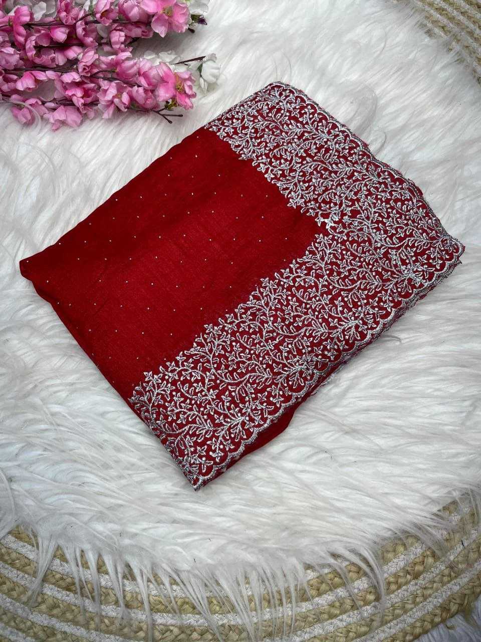 Ynf Soft Vichitra RIN230 583 Sarees Festive Collections Wholesale Embroidered Sarees Swarovski Sarees Zari Sarees Manufacturer- Kapda Export