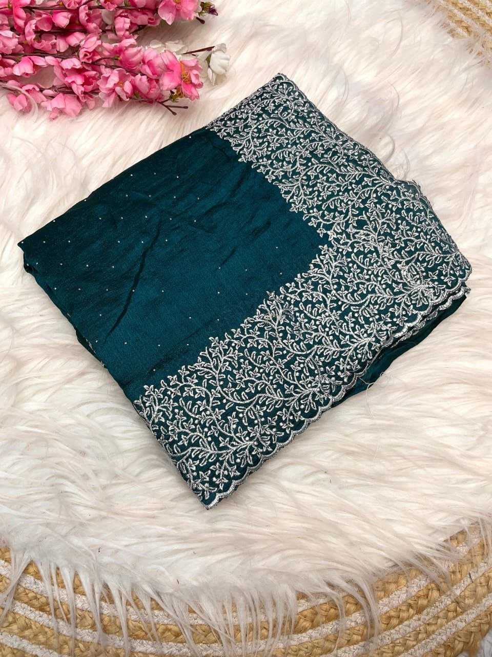 Ynf Soft Vichitra RIN230 583 Sarees Festive Collections Wholesale Embroidered Sarees Swarovski Sarees Zari Sarees Manufacturer- Kapda Export