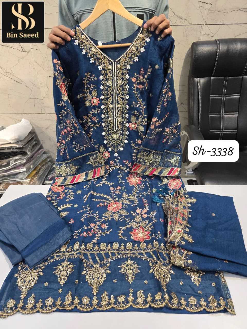 Ynf Chiffon KESH557 BIN SAEED CHIFFONS 3338 Suits & Dresses Wholesale Wedding Suits Designer Suits Handwork Suits Manufacturer- Kapda Export