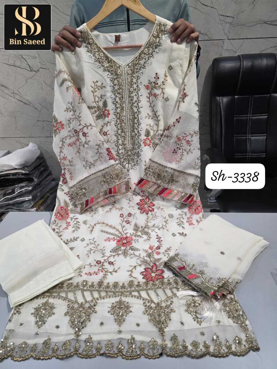 Ynf Chiffon KESH557 BIN SAEED CHIFFONS 3338 Suits & Dresses Wholesale Wedding Suits Designer Suits Handwork Suits Manufacturer- Kapda Export