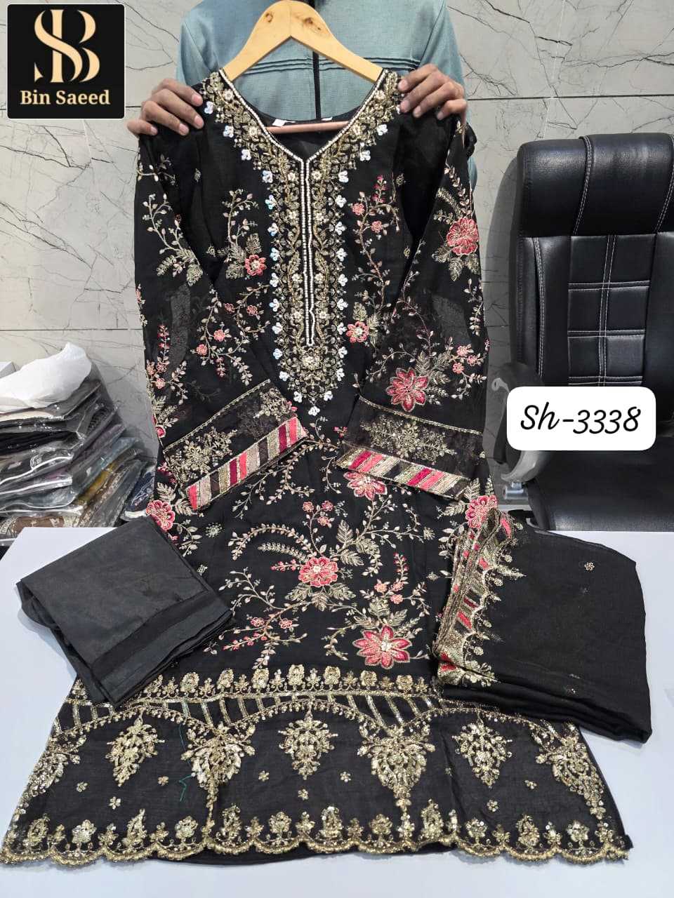 Ynf Chiffon KESH557 BIN SAEED CHIFFONS 3338 Suits & Dresses Wholesale Wedding Suits Designer Suits Handwork Suits Manufacturer- Kapda Export