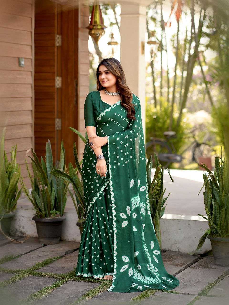 Ynf Chinon KESH601 ALISHA Sarees Wholesale Party Wear Sarees Indian Sarees Bandhani Sarees Manufacturer- Kapda Export