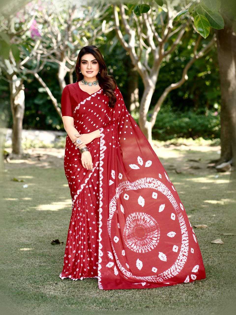 Ynf Chinon KESH601 ALISHA Sarees Wholesale Party Wear Sarees Indian Sarees Bandhani Sarees Manufacturer- Kapda Export