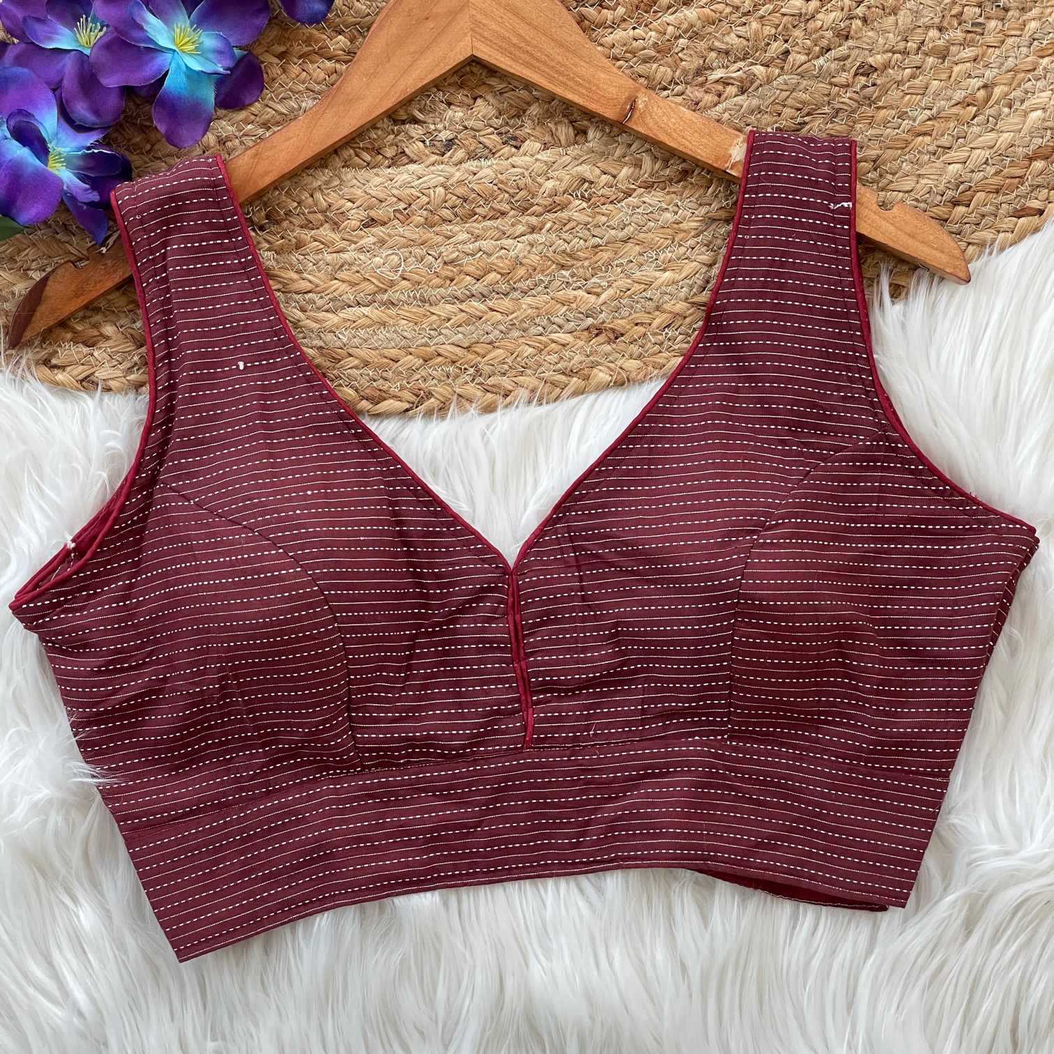 Ynf Cotton KESH411 Katha Readymade Blouses Wholesale V-Neck Blouses Designer Blouse Cotton Blouse Manufacturer- Kapda Export