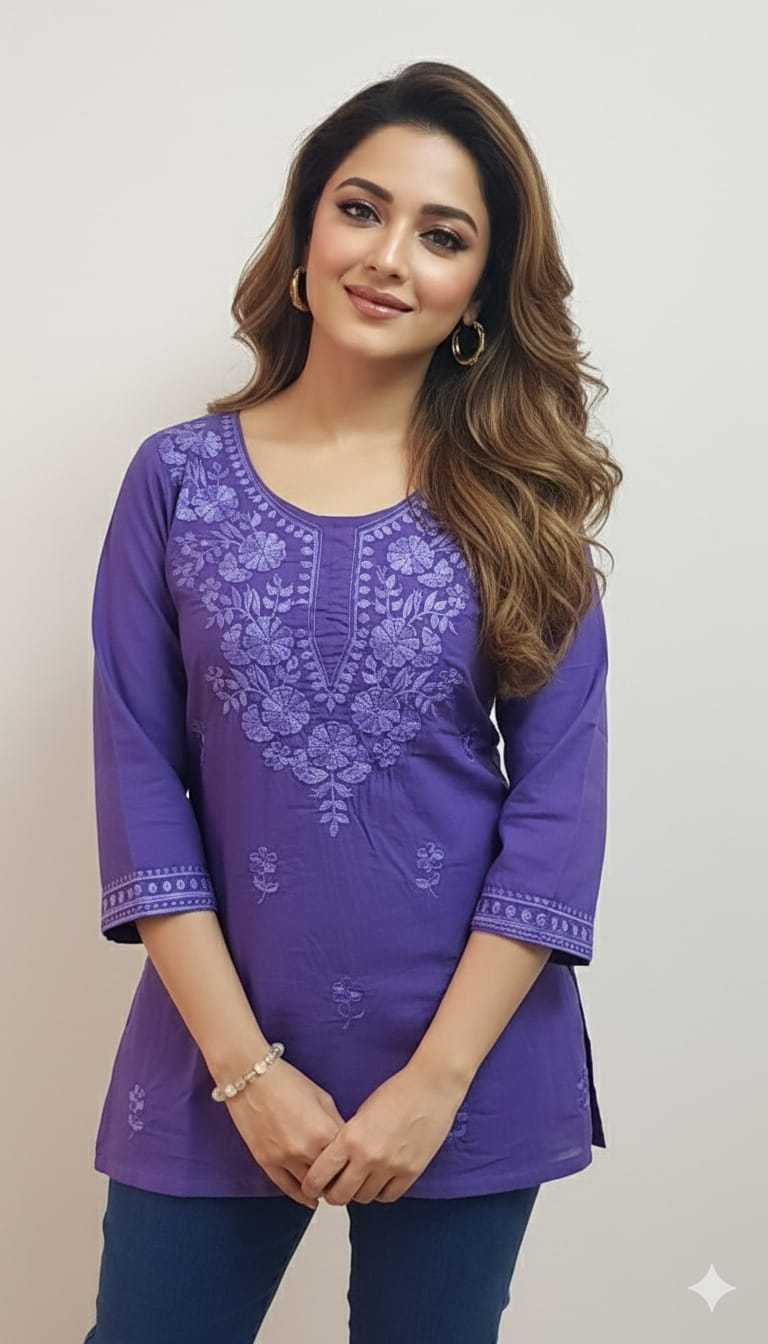 Ynf Cotton KESH585 Chikan Kurti Wholesale Festive Kurtis Short Kurtis Embroidered Kurtis Manufacturer- Kapda Export