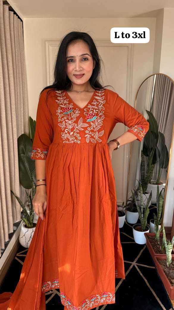 Ynf Cotton KESH623 RUSTAM Kurti Wholesale Cotton Kurtis Anarkali Kurtis Embroidered Kurtis Manufacturer- Kapda Export