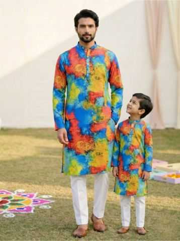 Ynf Cotton RIN223 Father-Son Combo Kurta Pyjama Mens Wear Kids Wear Wholesale Boys Kurta Pyjama Mens Kurta Pyjama Kids Traditional Outfits Manufacturer- Kapda Export