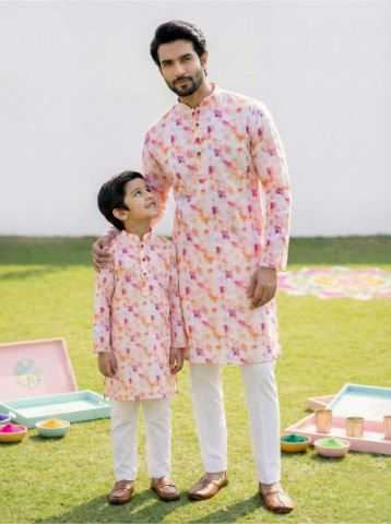 Ynf Cotton RIN223 Father-Son Combo Kurta Pyjama Mens Wear Kids Wear Wholesale Boys Kurta Pyjama Mens Kurta Pyjama Kids Traditional Outfits Manufacturer- Kapda Export