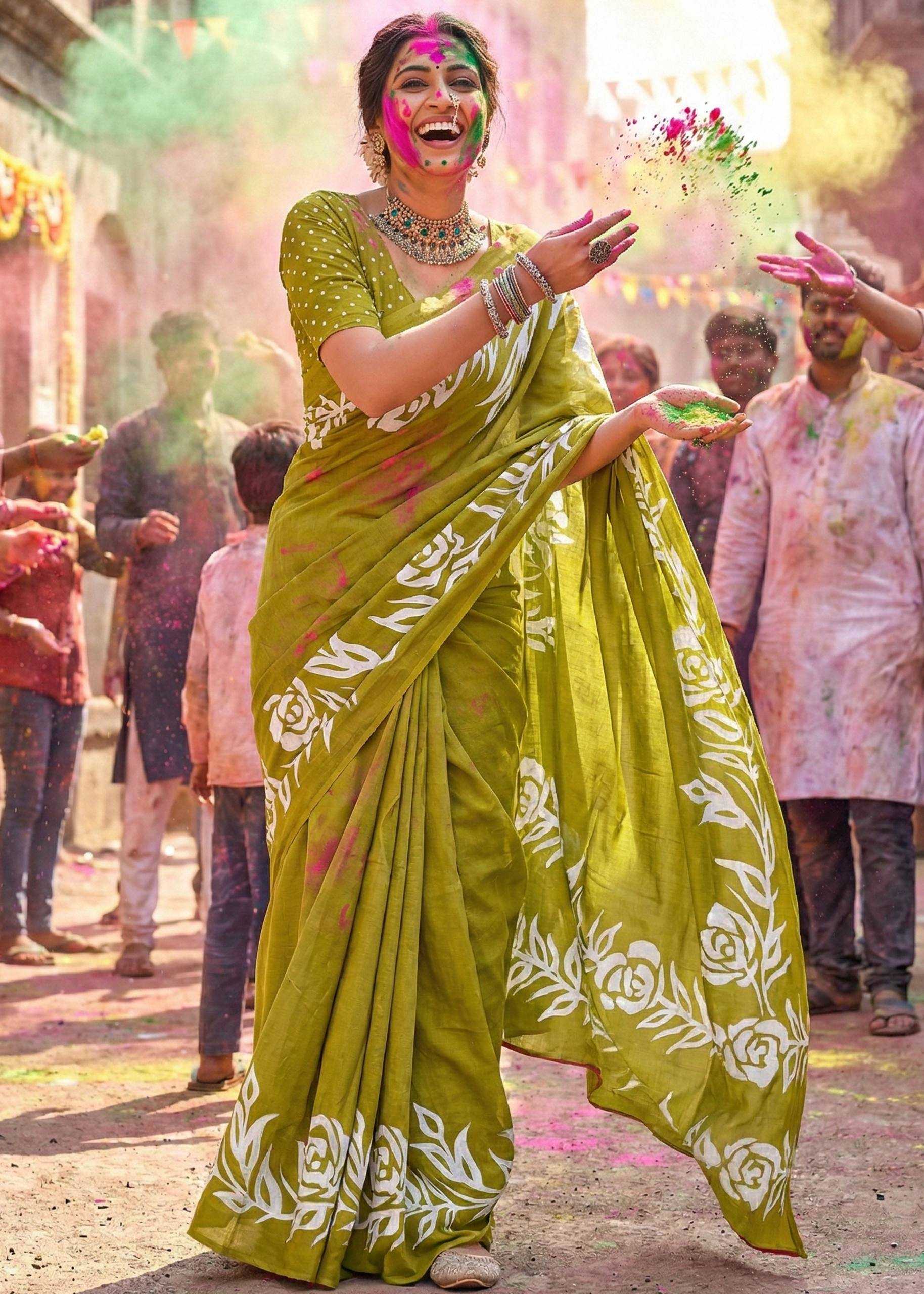 Ynf Cotton RIN229 Bloc Sarees Festive Collections Wholesale Printed Sarees Festive Sarees Holi Collections Manufacturer- Kapda Export