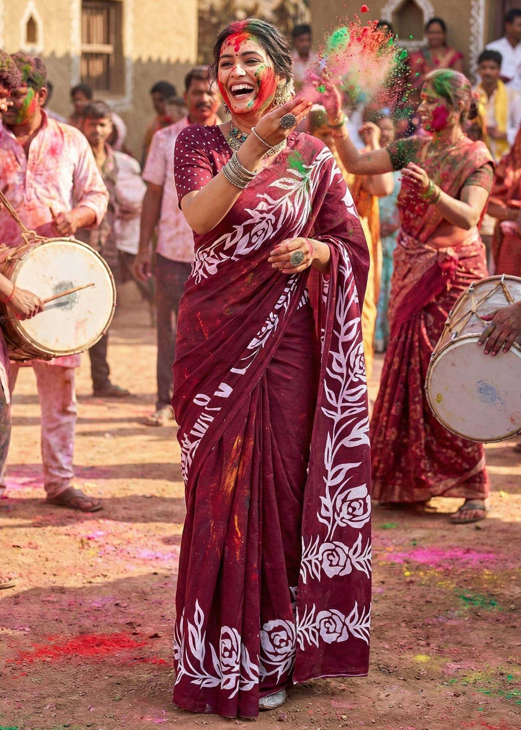 Ynf Cotton RIN229 Bloc Sarees Festive Collections Wholesale Printed Sarees Festive Sarees Holi Collections Manufacturer- Kapda Export