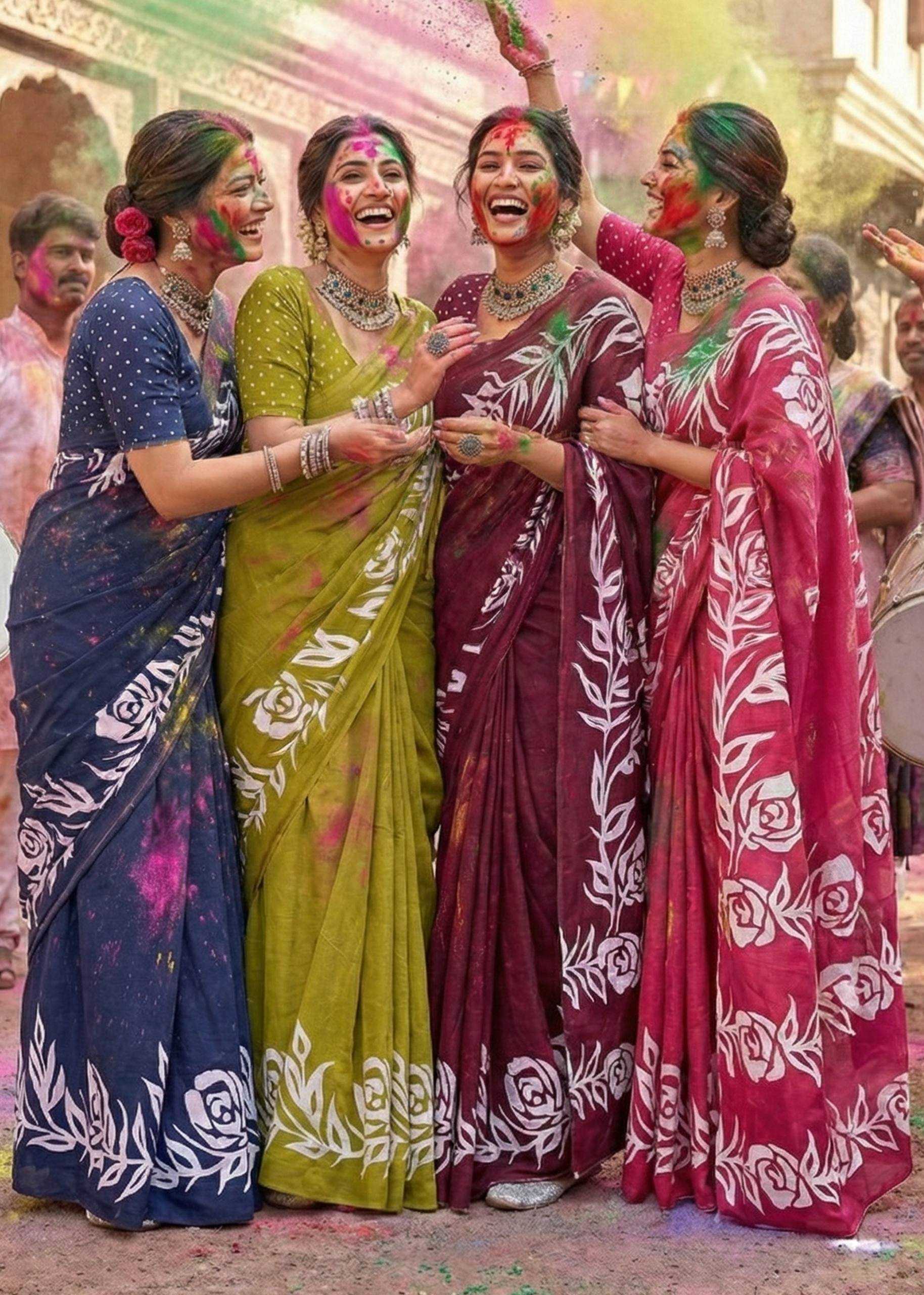 Ynf Cotton RIN229 Bloc Sarees Festive Collections Wholesale Printed Sarees Festive Sarees Holi Collections Manufacturer- Kapda Export