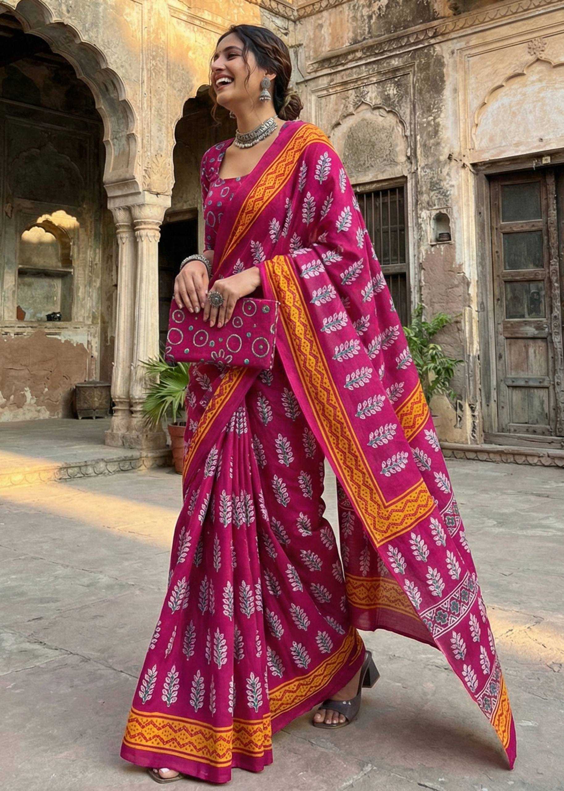 Ynf Cotton RIN229 Block Sarees Wholesale Designer Sarees Printed Sarees Casual Sarees Manufacturer- Kapda Export