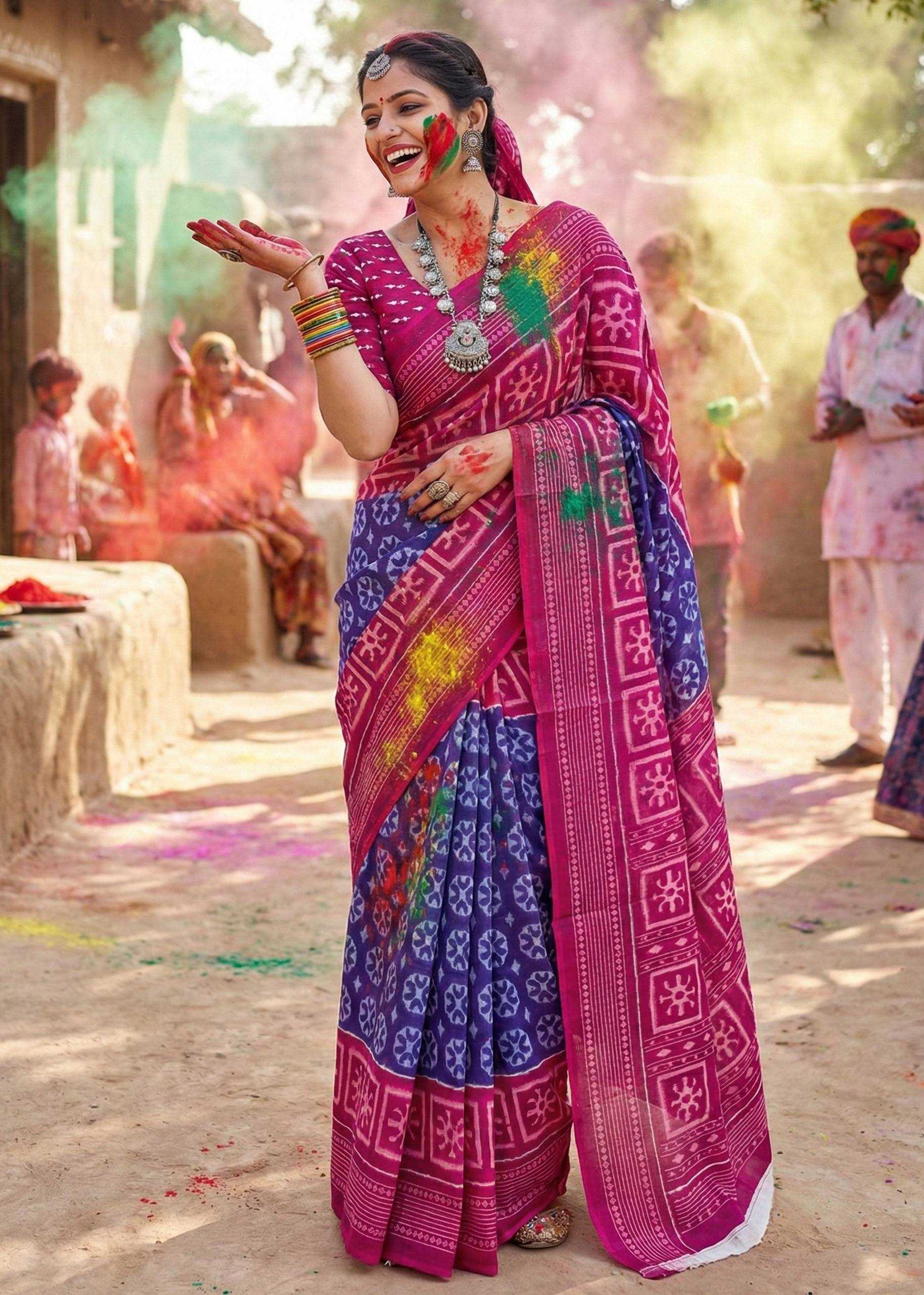 Ynf Cotton RIN229 Colour Sarees Festive Collections Wholesale Printed Sarees Cotton Sarees Holi Collections Manufacturer- Kapda Export