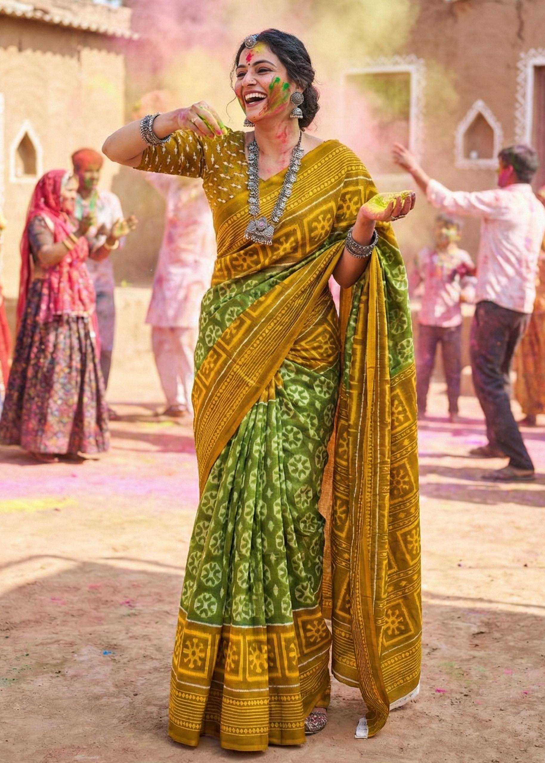 Ynf Cotton RIN229 Colour Sarees Festive Collections Wholesale Printed Sarees Cotton Sarees Holi Collections Manufacturer- Kapda Export