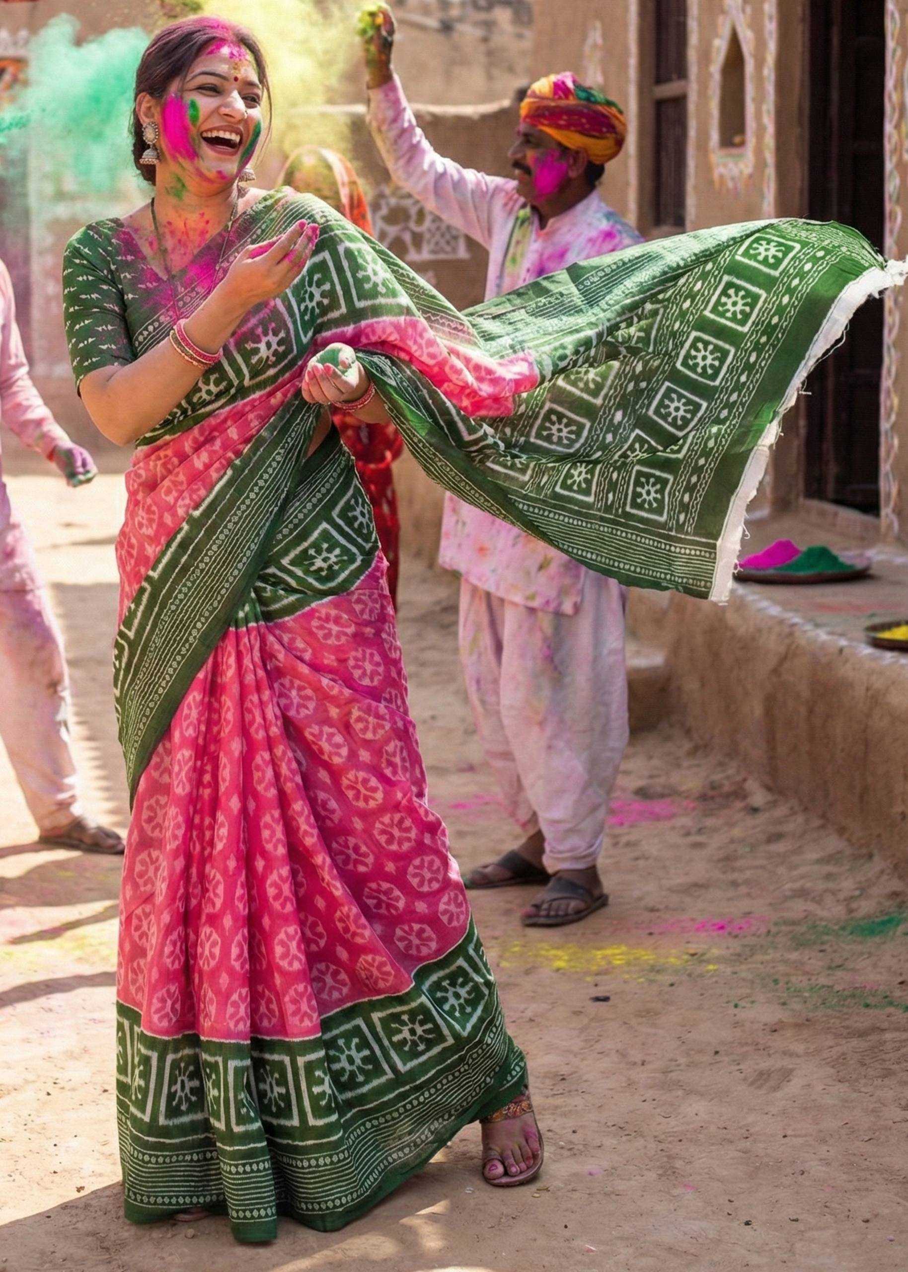 Ynf Cotton RIN229 Colour Sarees Festive Collections Wholesale Printed Sarees Cotton Sarees Holi Collections Manufacturer- Kapda Export