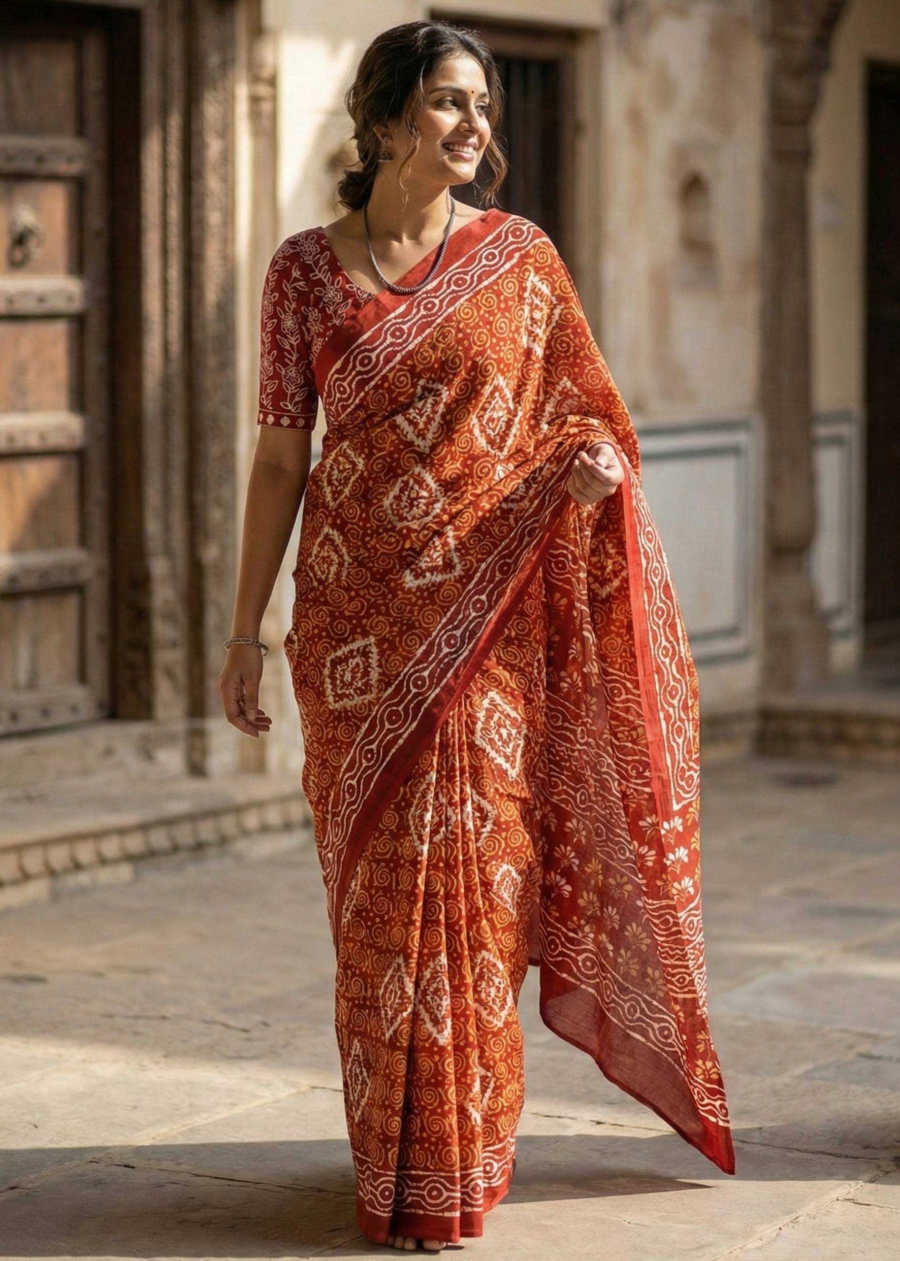 Ynf Cotton RIN229 Comfort Sarees Wholesale Batik Sarees Traditional Sarees Cotton Sarees Manufacturer- Kapda Export