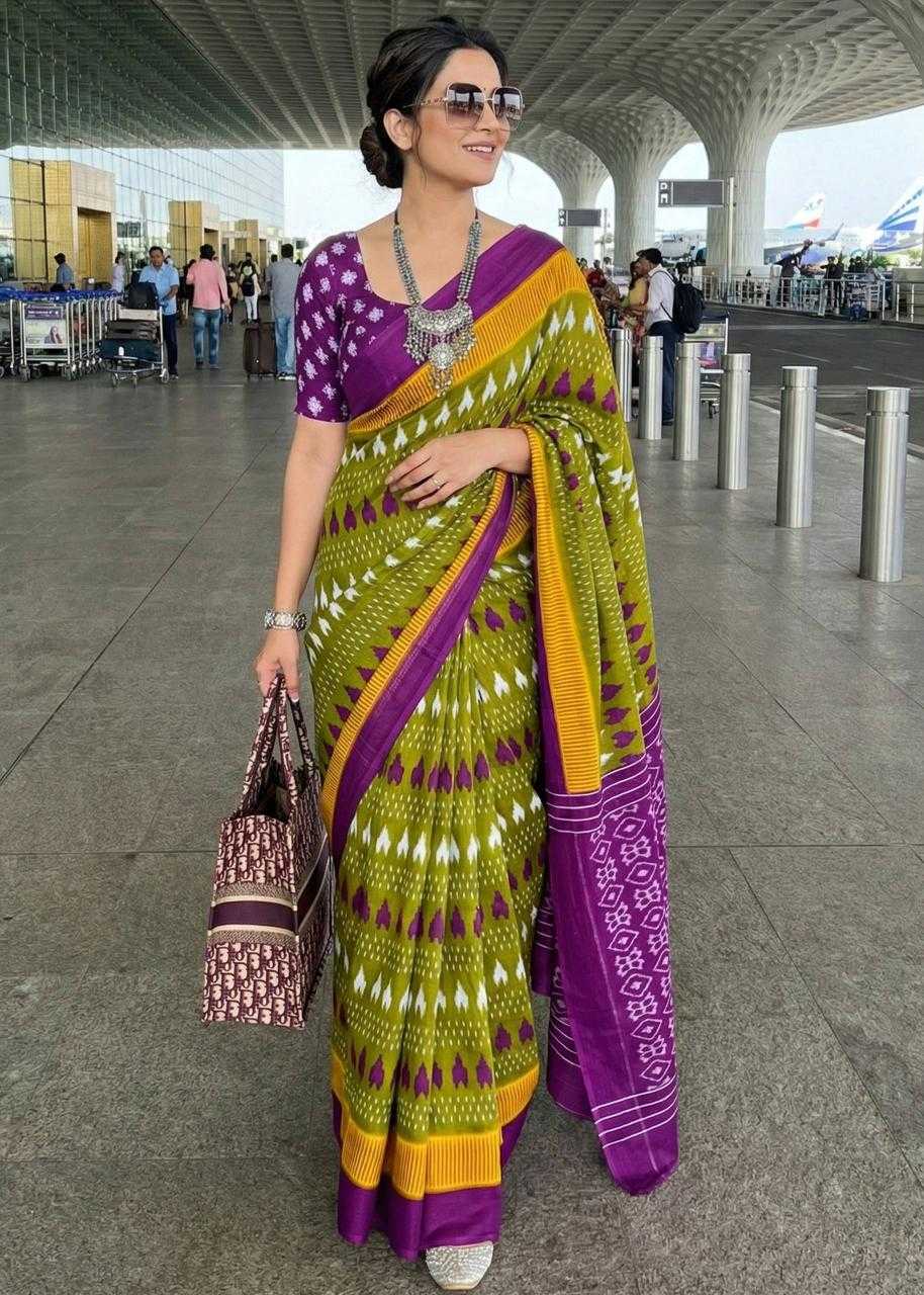 Ynf Cotton RIN229 ELAX Sarees Wholesale Printed Sarees Ikkat Saree Mulmul Cotton Sarees Manufacturer- Kapda Export