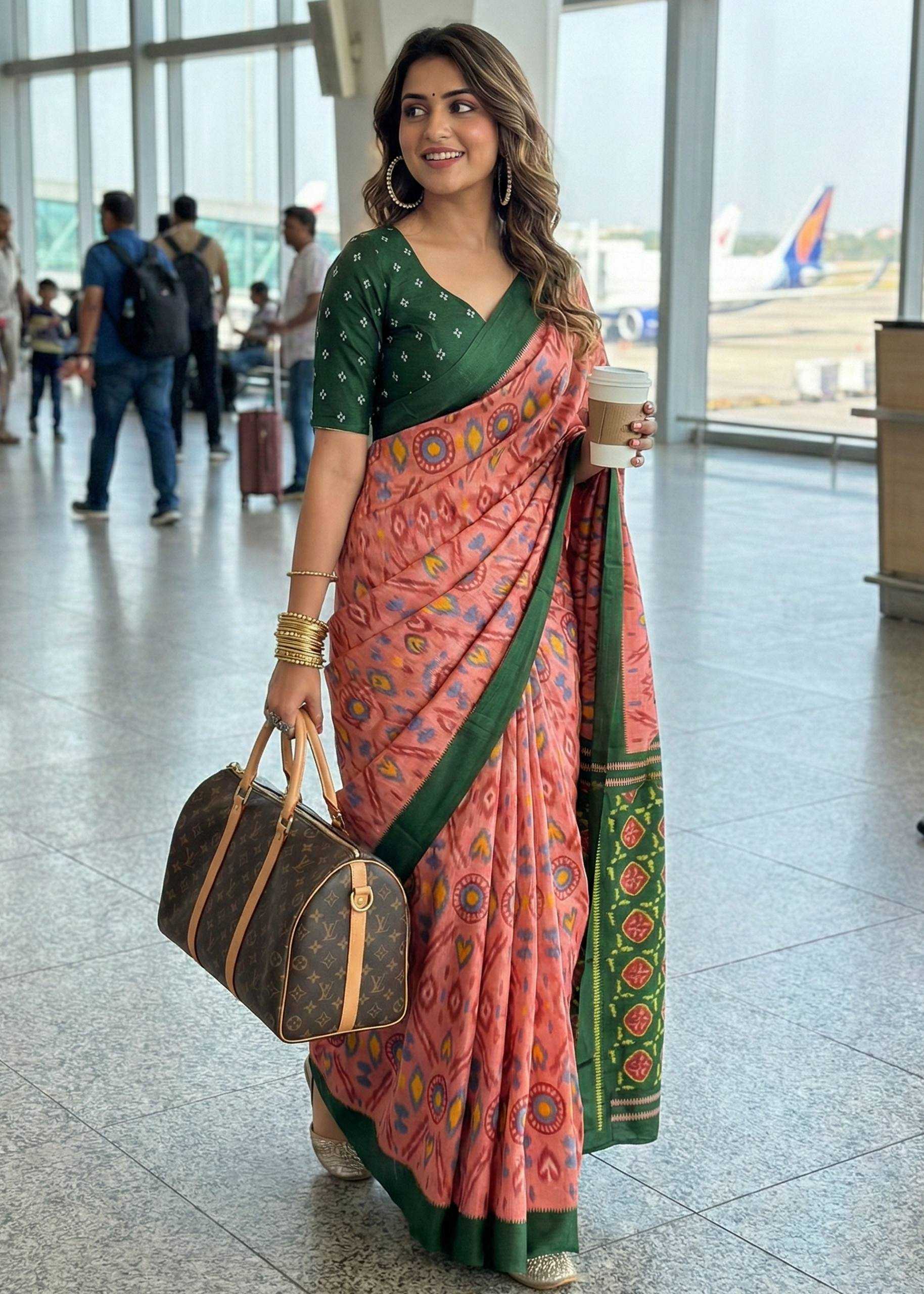 Ynf Cotton RIN229 GEMOR Sarees Wholesale Printed Sarees Ikkat Saree Cotton Sarees Manufacturer- Kapda Export