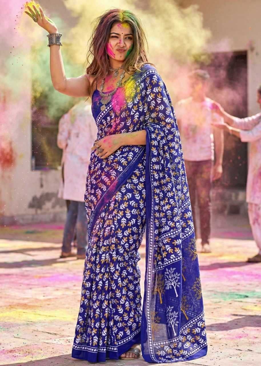 Ynf Cotton RIN229 Hand Sarees Festive Collections Wholesale Printed Sarees Festive Sarees Holi Collections Manufacturer- Kapda Export