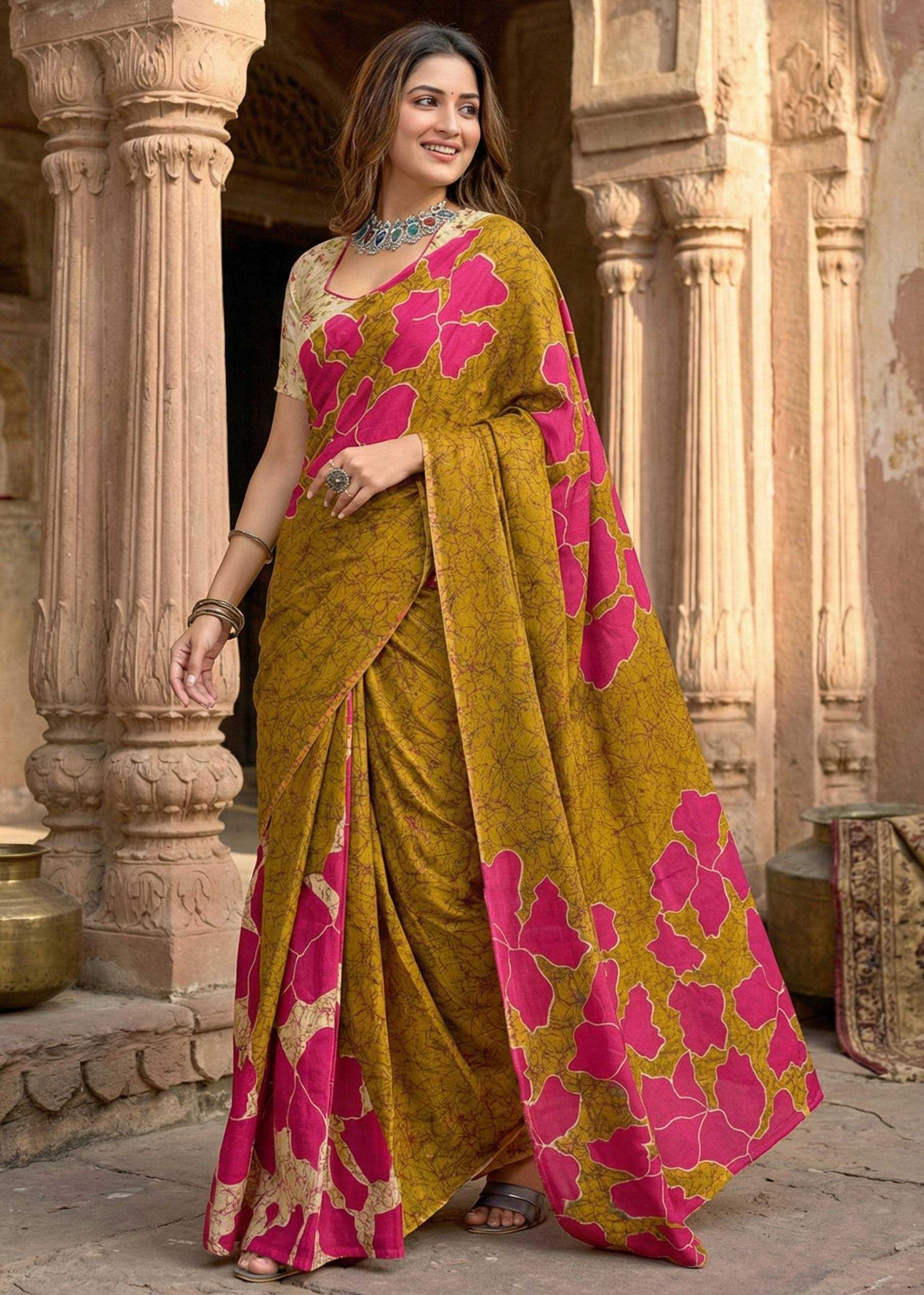 Ynf Cotton RIN229 LAYLA Sarees Wholesale Printed Sarees Batik Sarees Cotton Sarees Manufacturer- Kapda Export