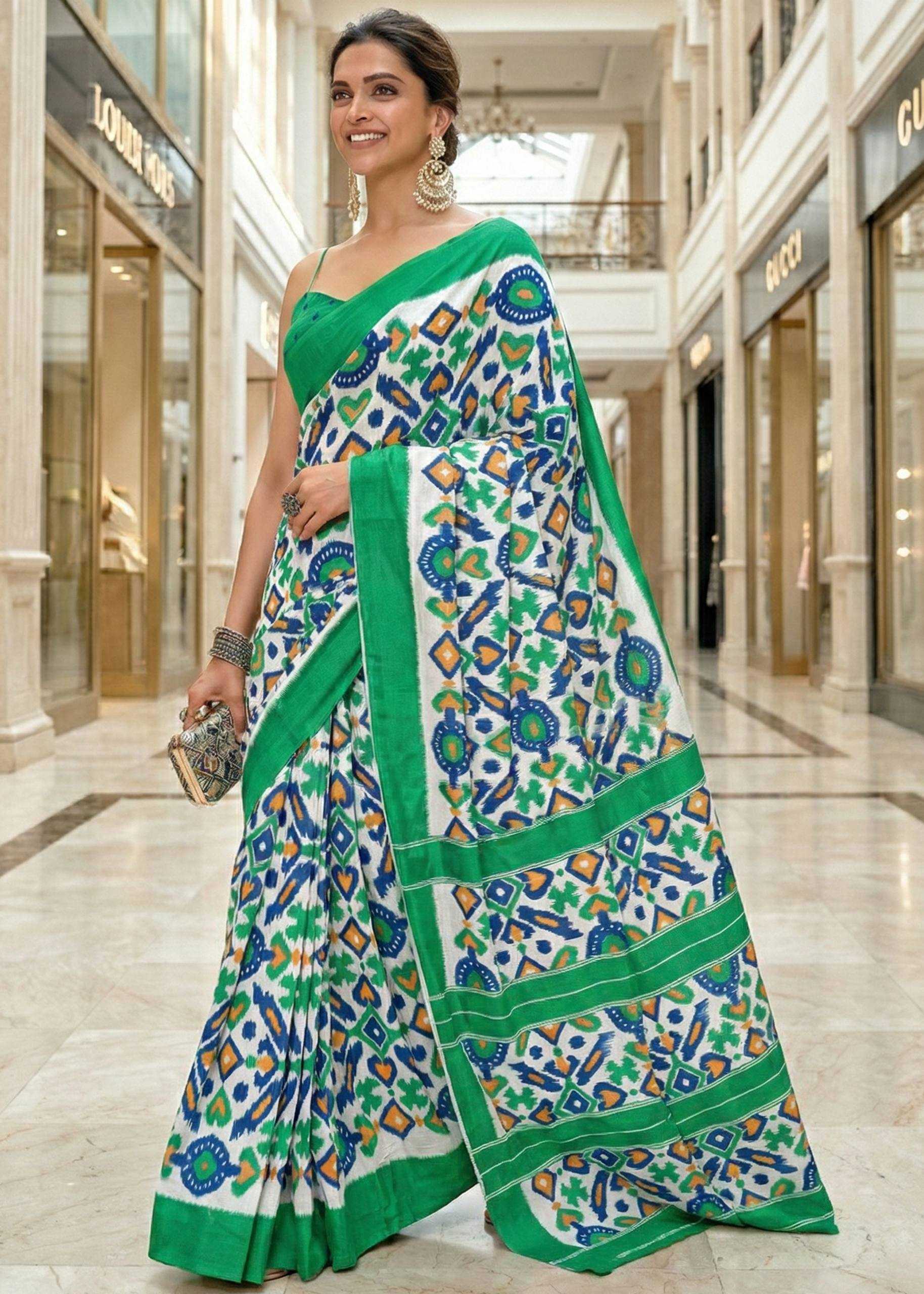 Ynf Cotton RIN229 Print Sarees Wholesale Printed Sarees Ikkat Saree Cotton Sarees Manufacturer- Kapda Export