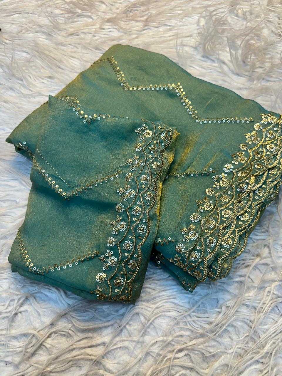 Ynf Dull Moss KESH671 Nc Sarees Wholesale Fancy Sarees Sequin Sarees Embroidered Sarees Manufacturer- Kapda Export