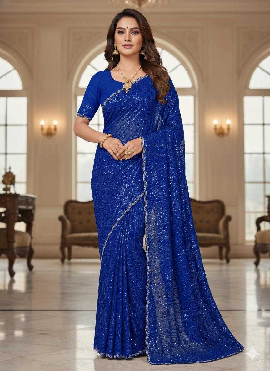 Ynf Fancy KESH114 3922 Sarees Wholesale Sequence Sarees Embroidered Sarees Stone Work Saree Manufacturer- Kapda Export