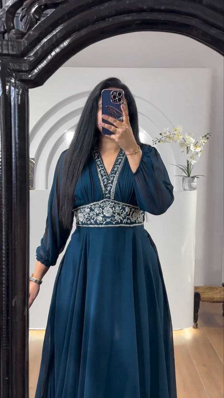 Ynf Faux Georgette KESH167 Gown-adult -4 Gowns Wholesale Embroidered Gown Party Wear Gowns Designer Gowns Manufacturer- Kapda Export