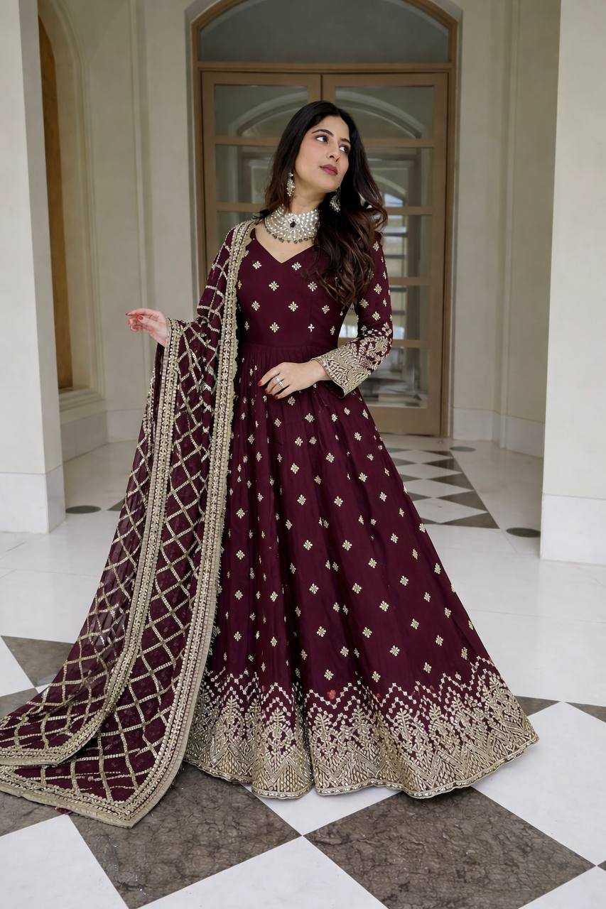 Ynf Faux Georgette KESH506 8030 Gowns Wholesale Evening Gowns Party Wear Gowns Sequin Gowns Manufacturer- Kapda Export