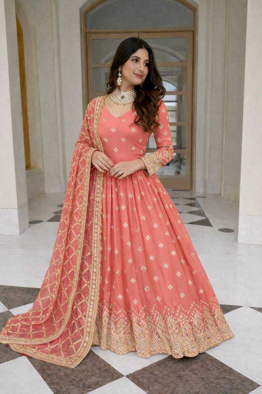 Ynf Faux Georgette KESH506 8030 Gowns Wholesale Evening Gowns Party Wear Gowns Sequin Gowns Manufacturer- Kapda Export