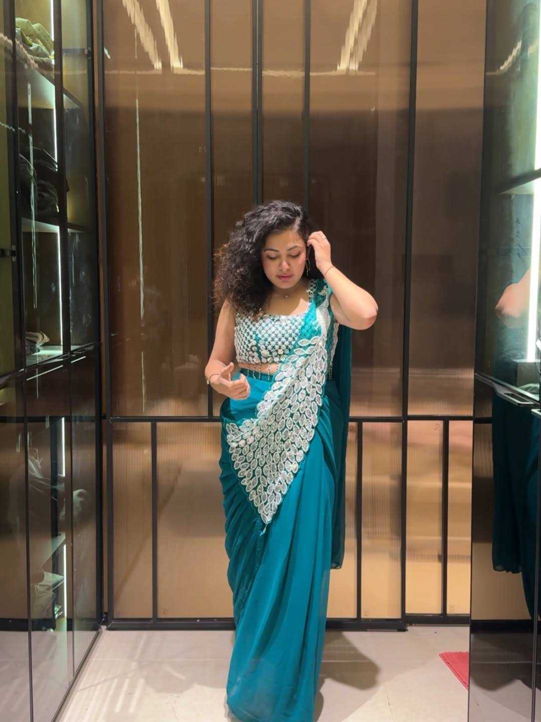 Ynf Faux Georgette RIN215 1165 Sarees Wholesale Ready To Wear Sarees Party Wear Sarees Modern Sarees Manufacturer- Kapda Export