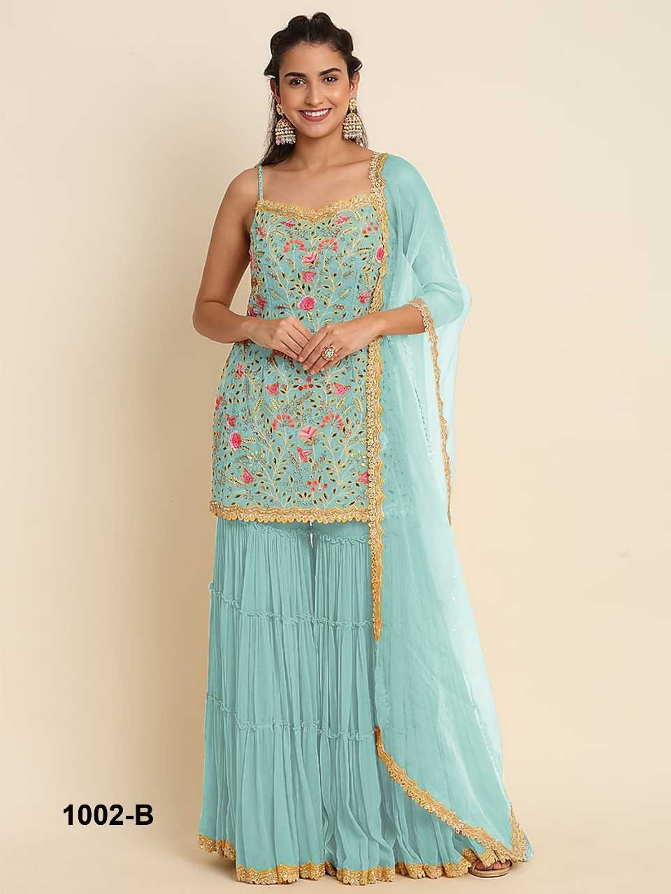 Ynf Faux Georgette RIN236 1002 Suits & Dresses Festive Collections Wholesale Unstitched Suits Palazzo Suit Suit Material Manufacturer- Kapda Export