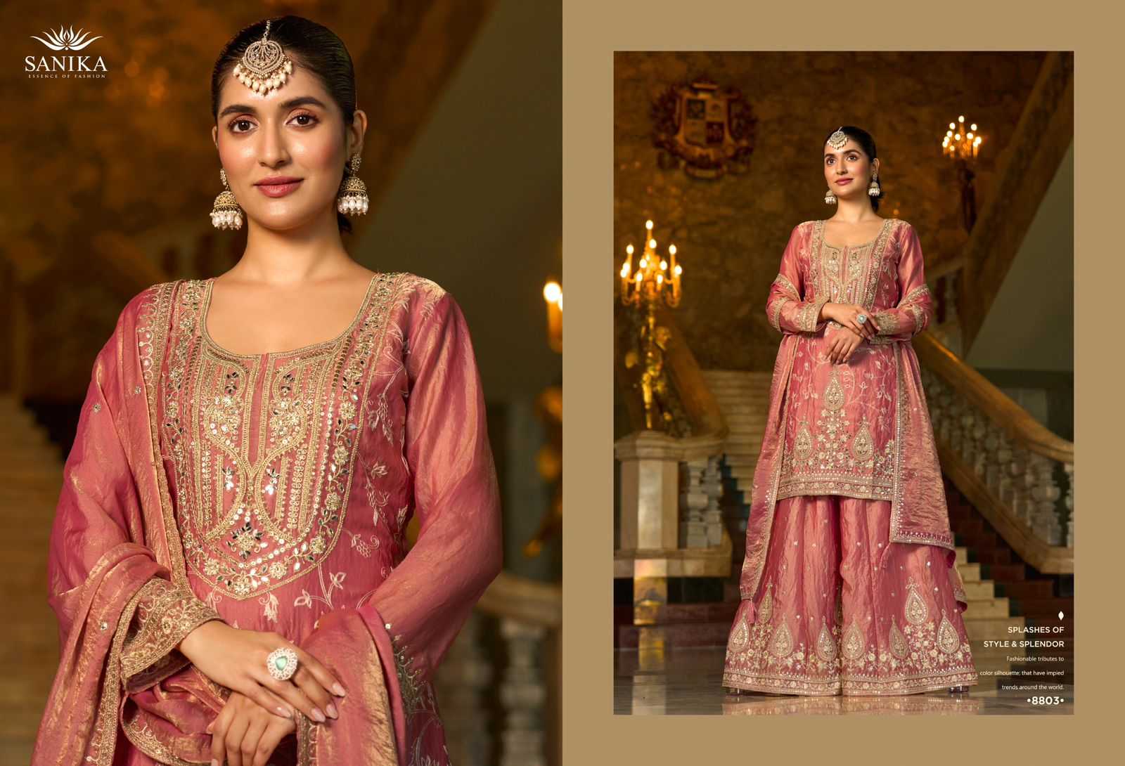 Ynf FENDY KESH530 SANIKA IKATRA Suits & Dresses Wholesale Palazzo Suit Embroidered Suits Handwork Suits Manufacturer- Kapda Export