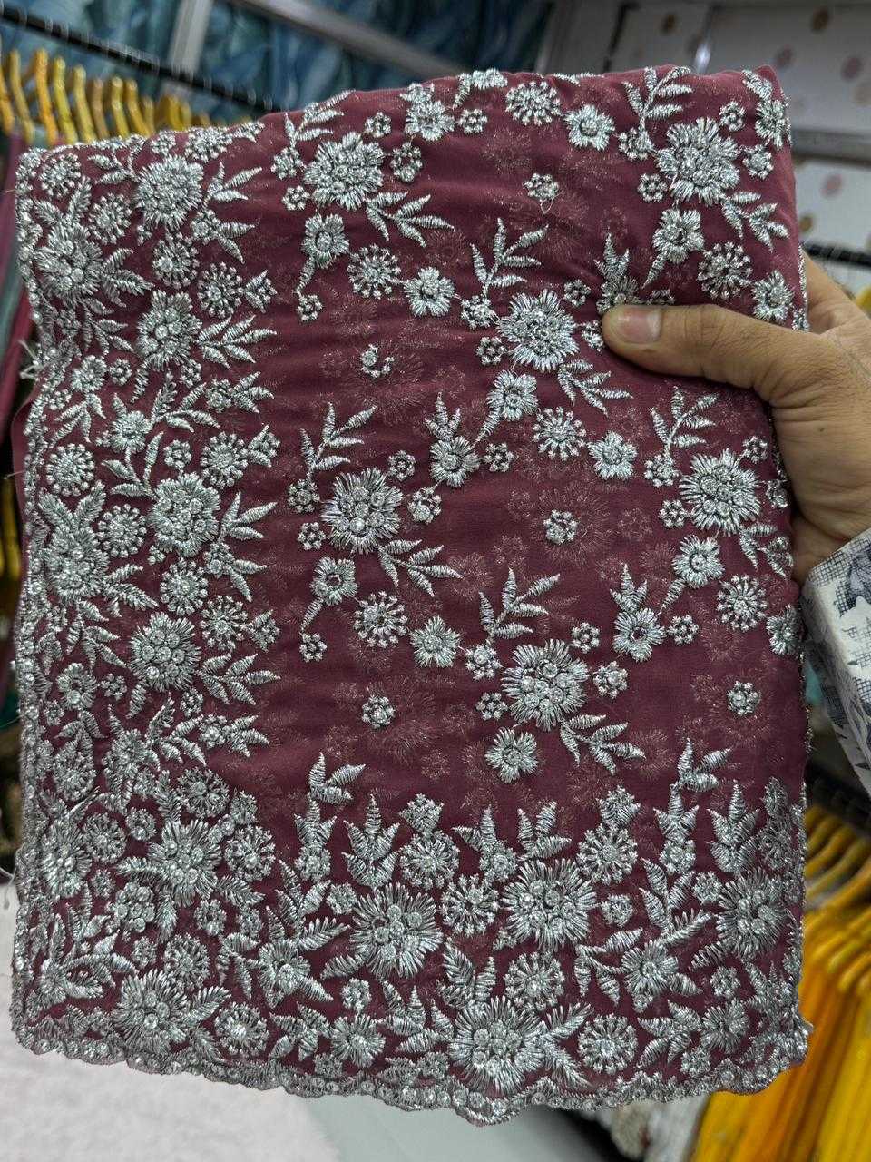 Ynf Georgette KESH114 SILVER-LIGHT Sarees Festive Collections Wholesale Georgette Sarees Stone Work Saree Zari Sarees Manufacturer- Kapda Export