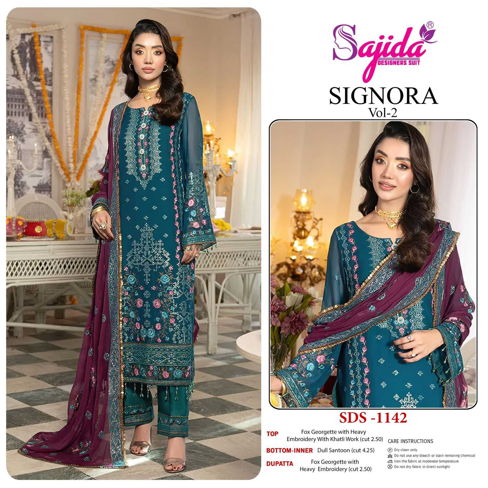 Ynf Georgette KESH677 SAJIDA SIGNORA-VOL-2 Suits & Dresses Wholesale Embroidery Suits Patiala Suits Wedding Suits Manufacturer- Kapda Export