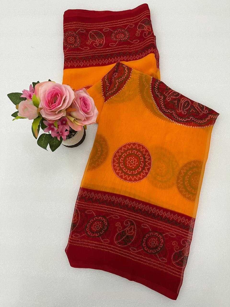 Ynf Georgette KESH696 003 Sarees Wholesale Festive Sarees Bandhani Sarees Casual Sarees Manufacturer- Kapda Export