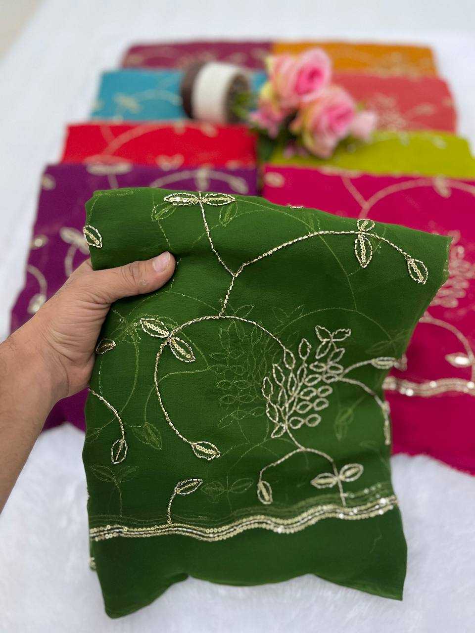 Ynf Georgette KESH696 31 Sarees Wholesale Sequence Sarees Work Sarees Embroidered Sarees Manufacturer- Kapda Export