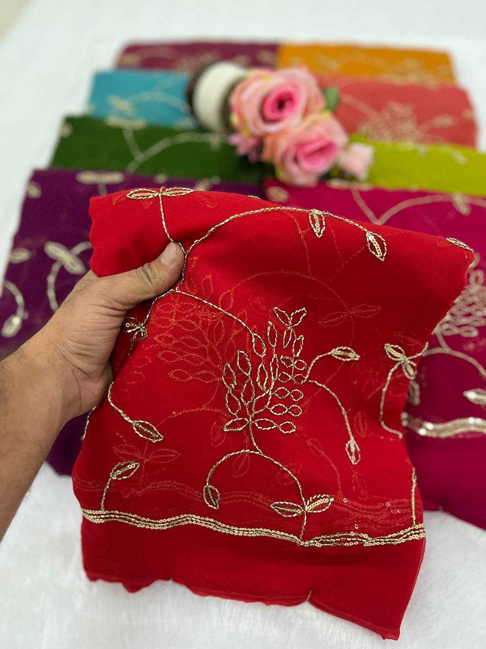 Ynf Georgette KESH696 31 Sarees Wholesale Sequence Sarees Work Sarees Embroidered Sarees Manufacturer- Kapda Export